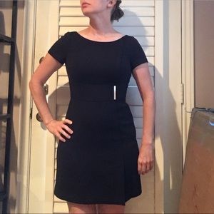 WHBM classy black ponte dress with short sleeves